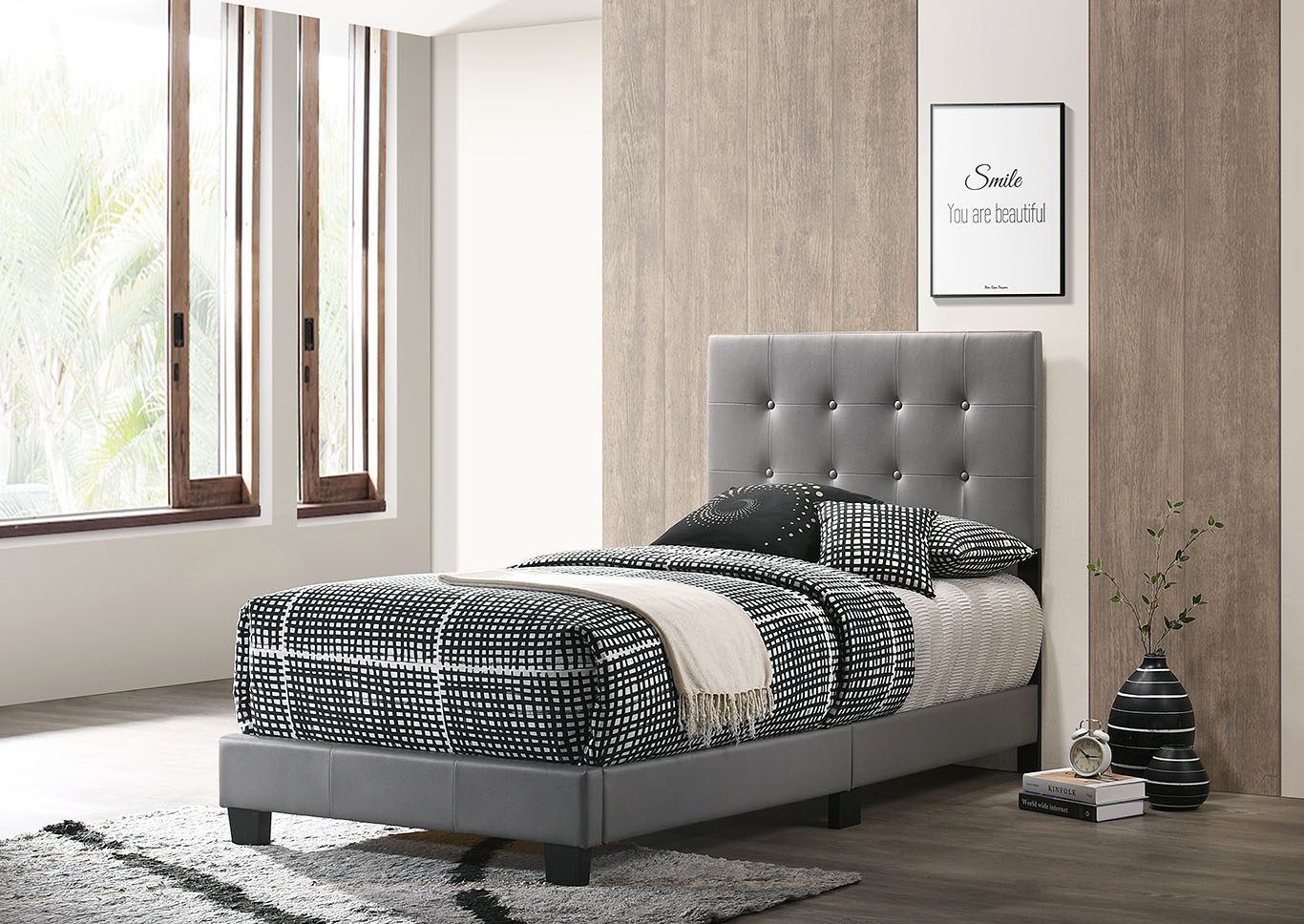 Caldwell Light Gray Twin Bed,Glory Furniture