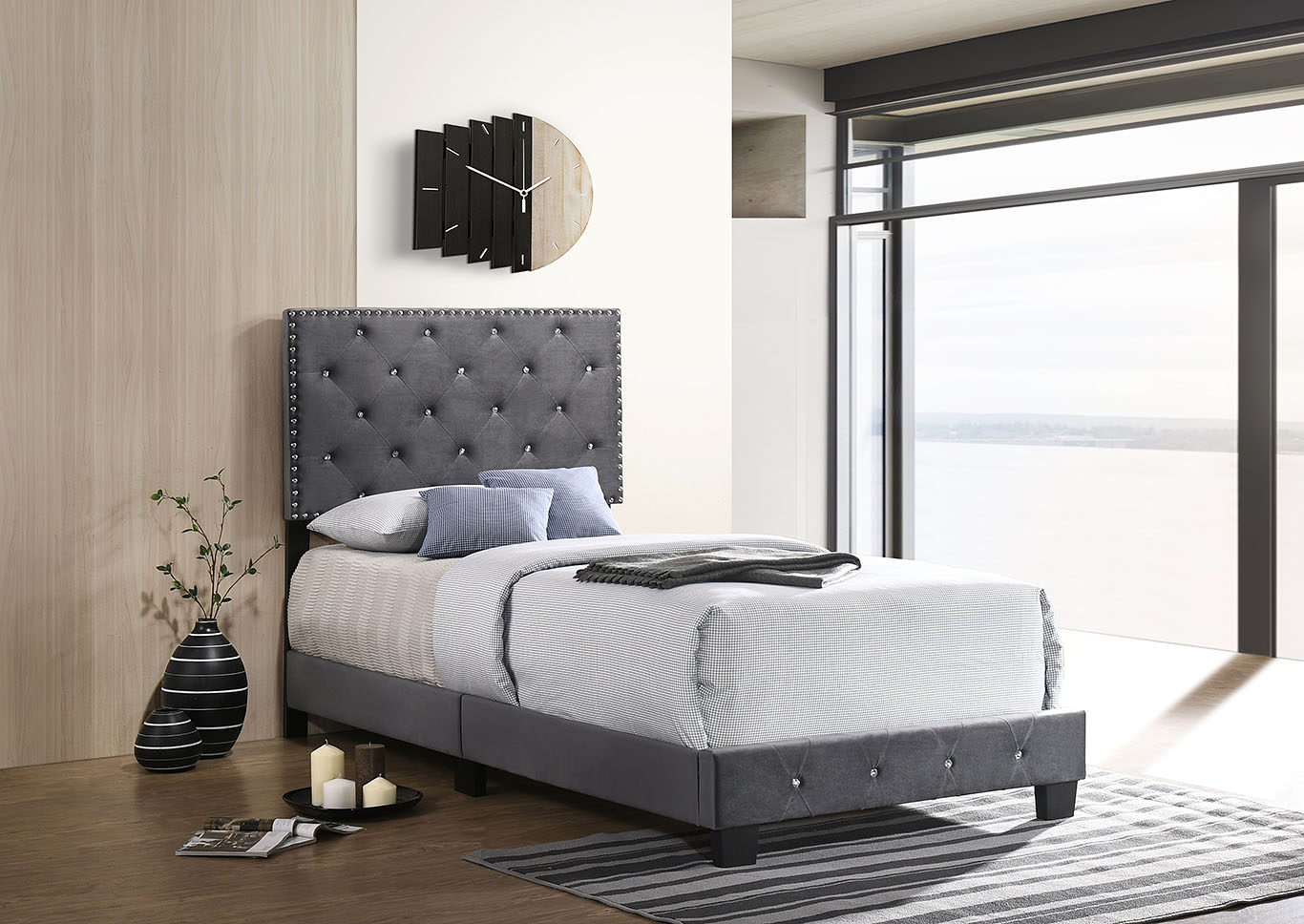 Suffolk Gray Twin Bed,Glory Furniture