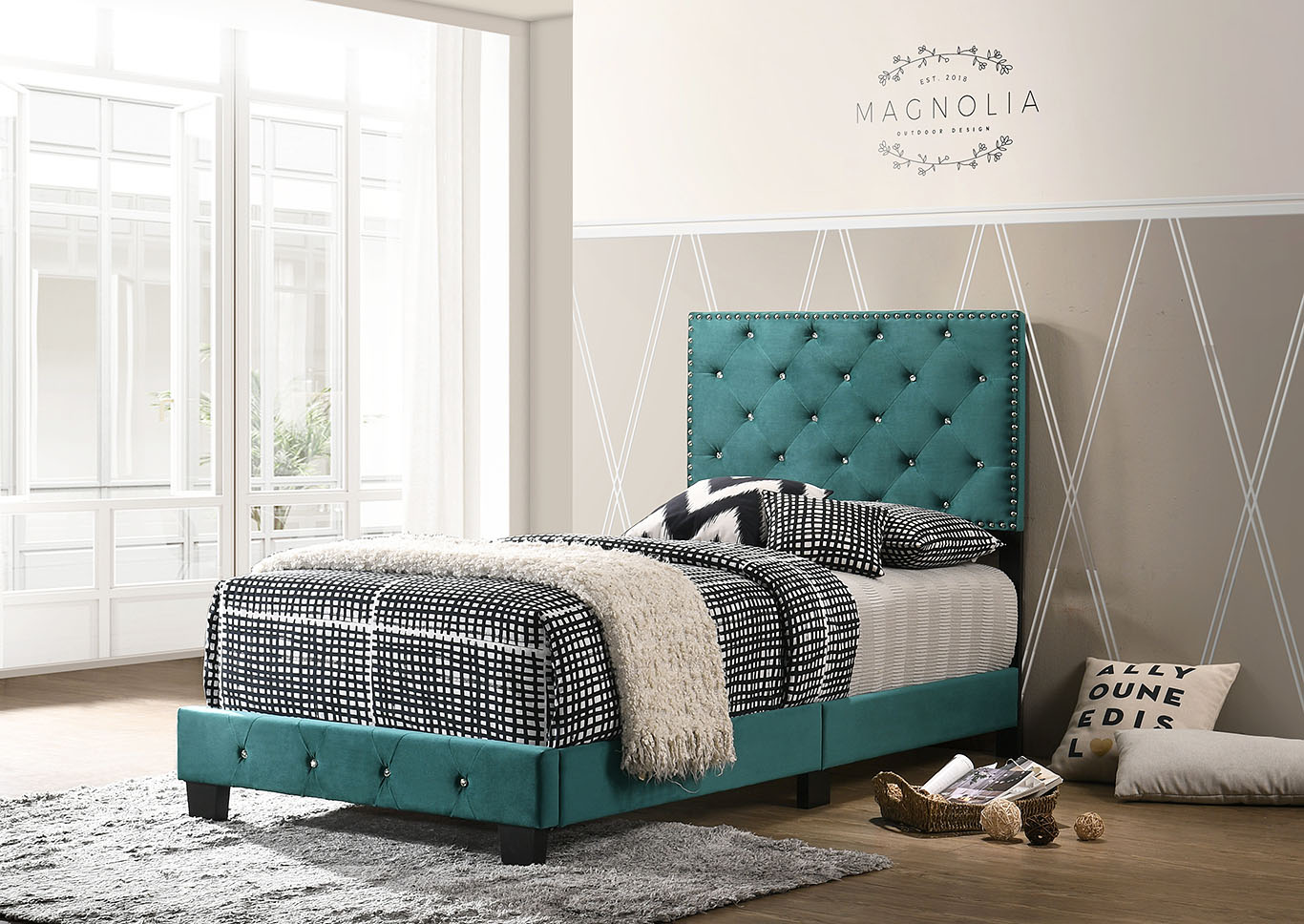 Suffolk Green Twin Bed,Glory Furniture