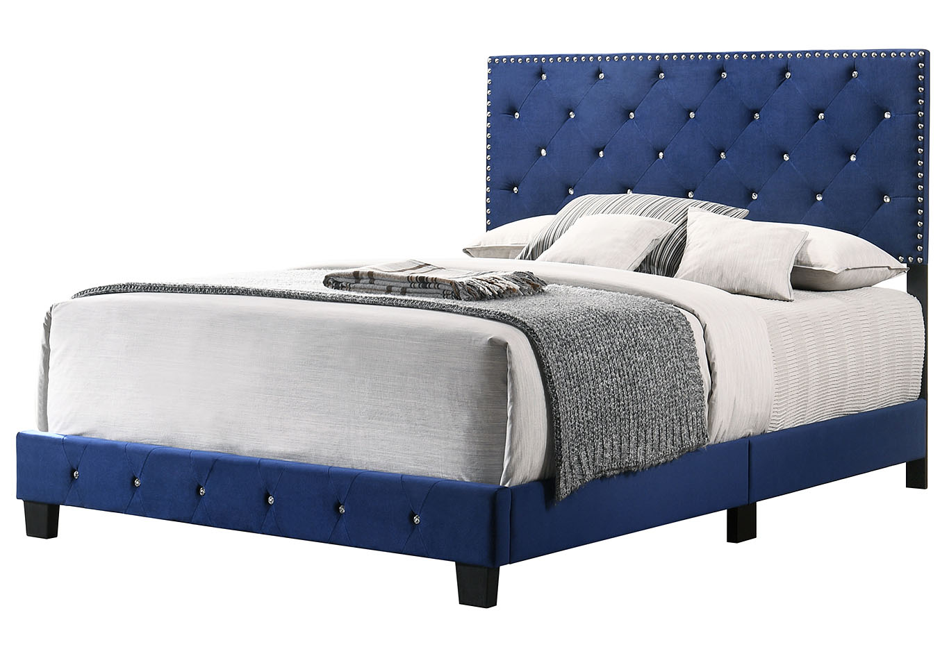 Suffolk Navy Blue Queen Bed,Glory Furniture