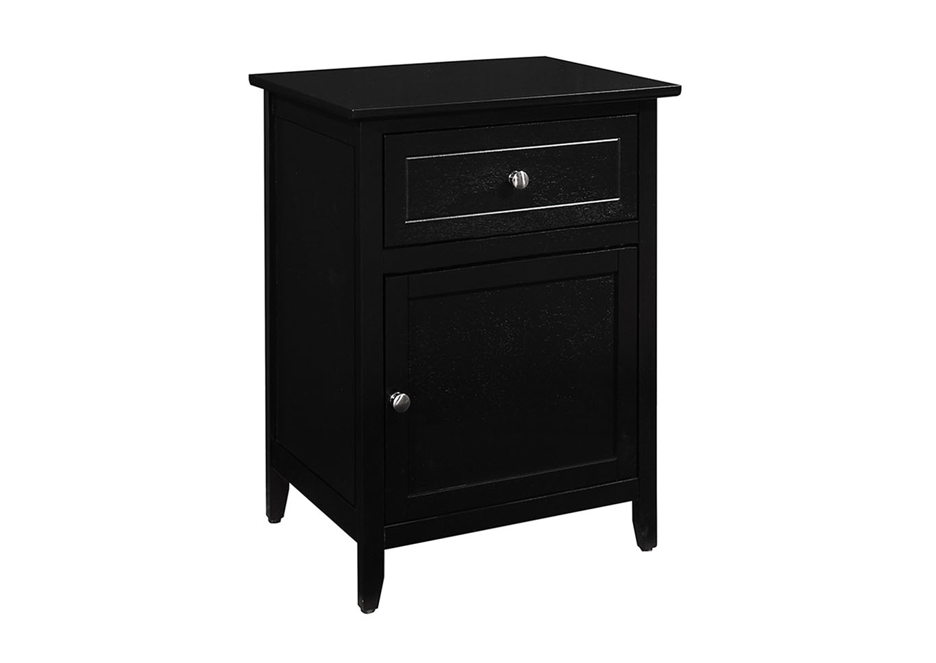 Black 1 Drawer and 1 Door Nightstand,Glory Furniture