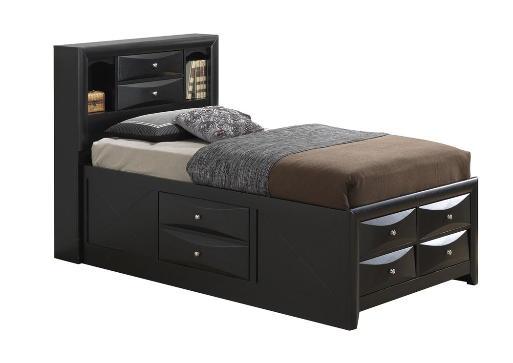 Black Twin Storage Bookcase Bed Best, Black Twin Bed With Storage
