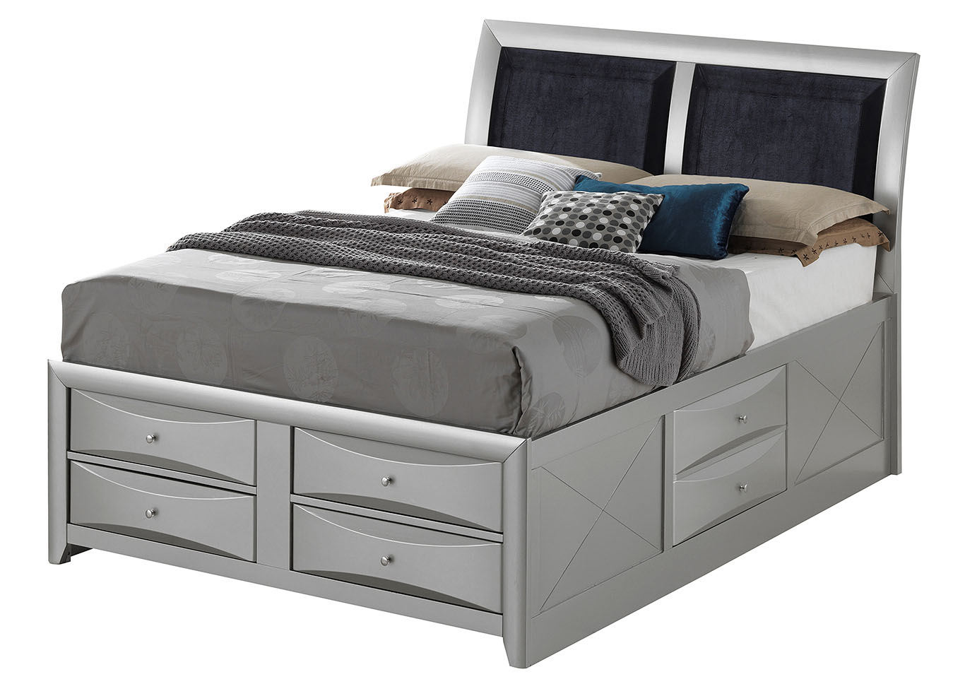 Gray 6 Drawer Queen Storage Bed,Glory Furniture