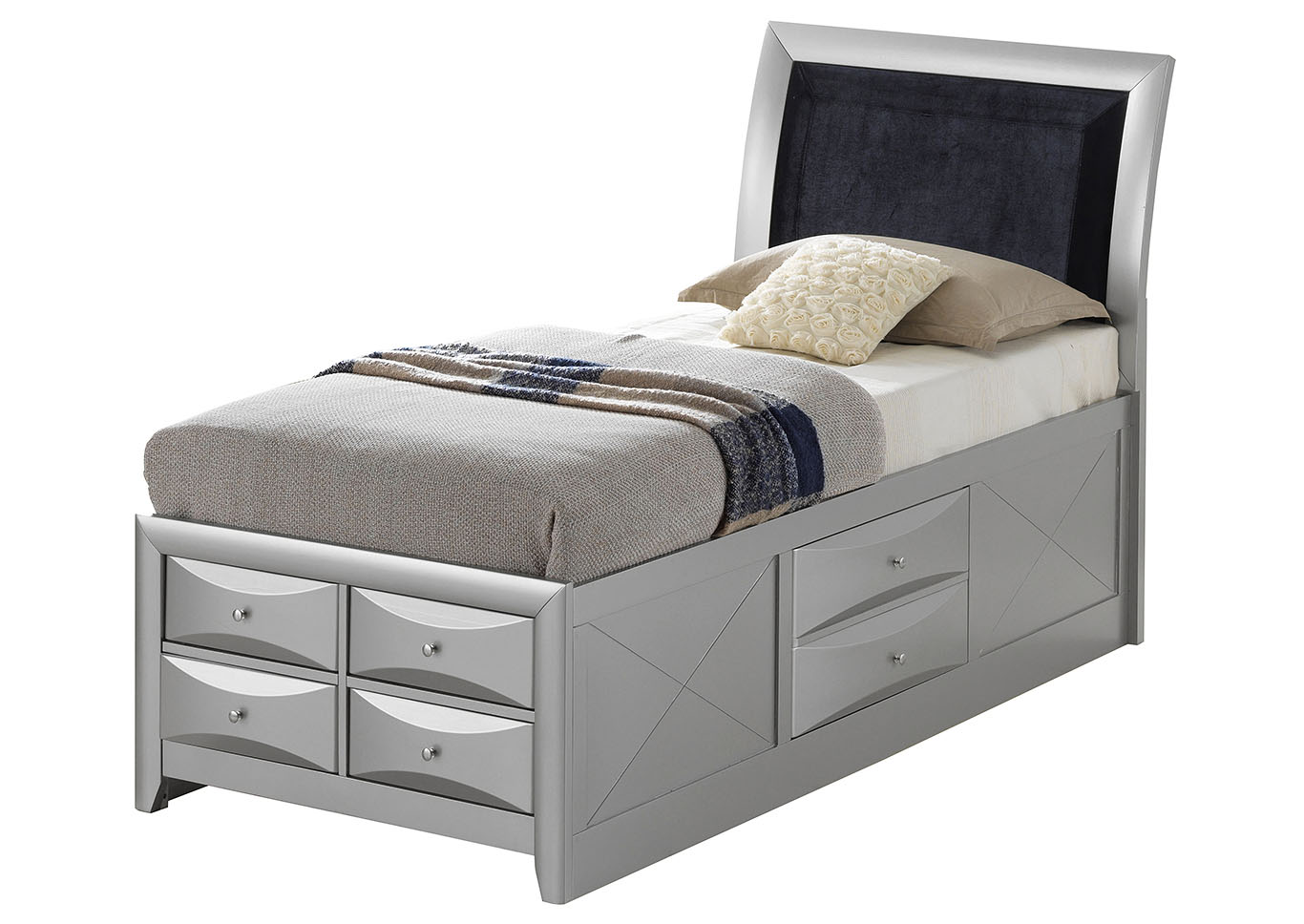 Gray Twin 6 Drawer Storage Bed,Glory Furniture