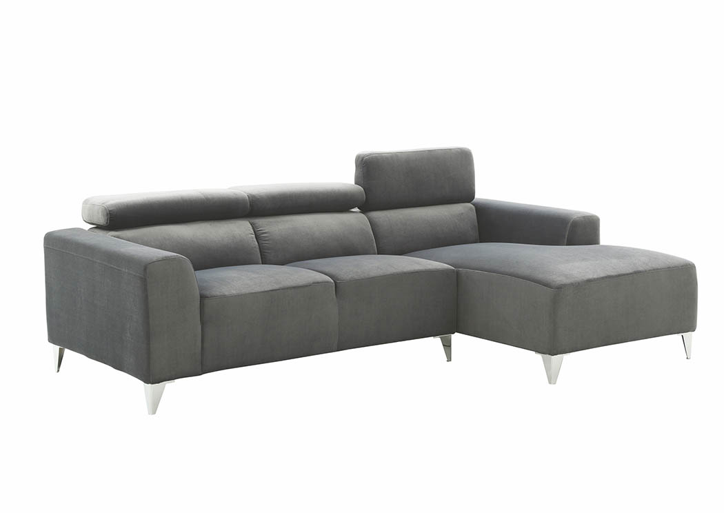 Gray Velvet Micro Suede Sofa Sectional,Glory Furniture
