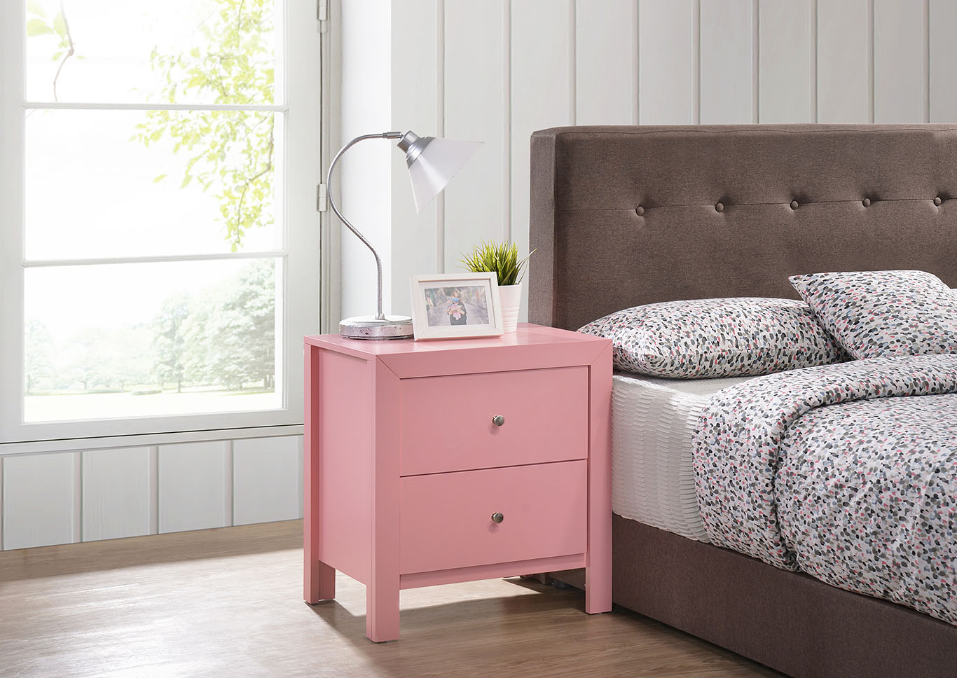 Burlington Pink Nightstand,Glory Furniture