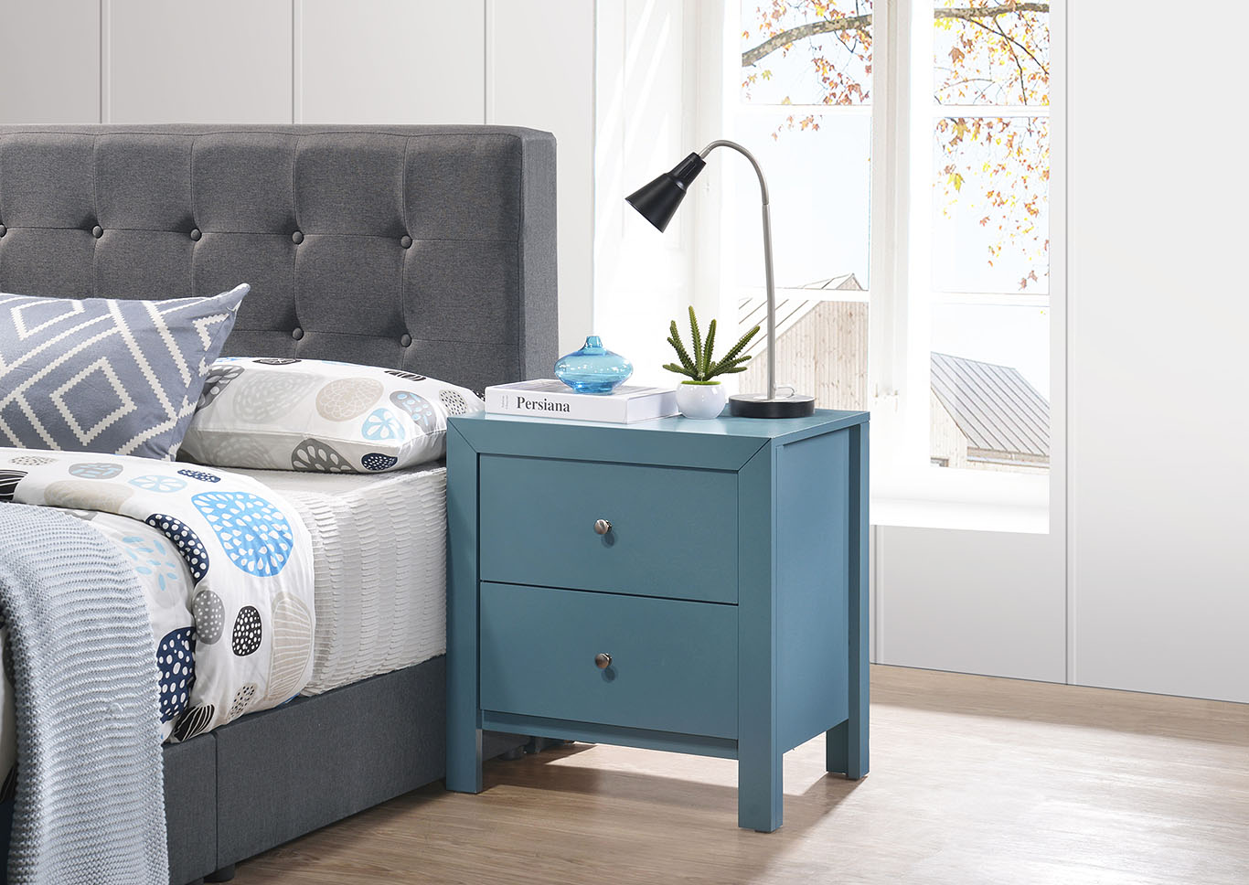 Burlington Blue Nightstand,Glory Furniture