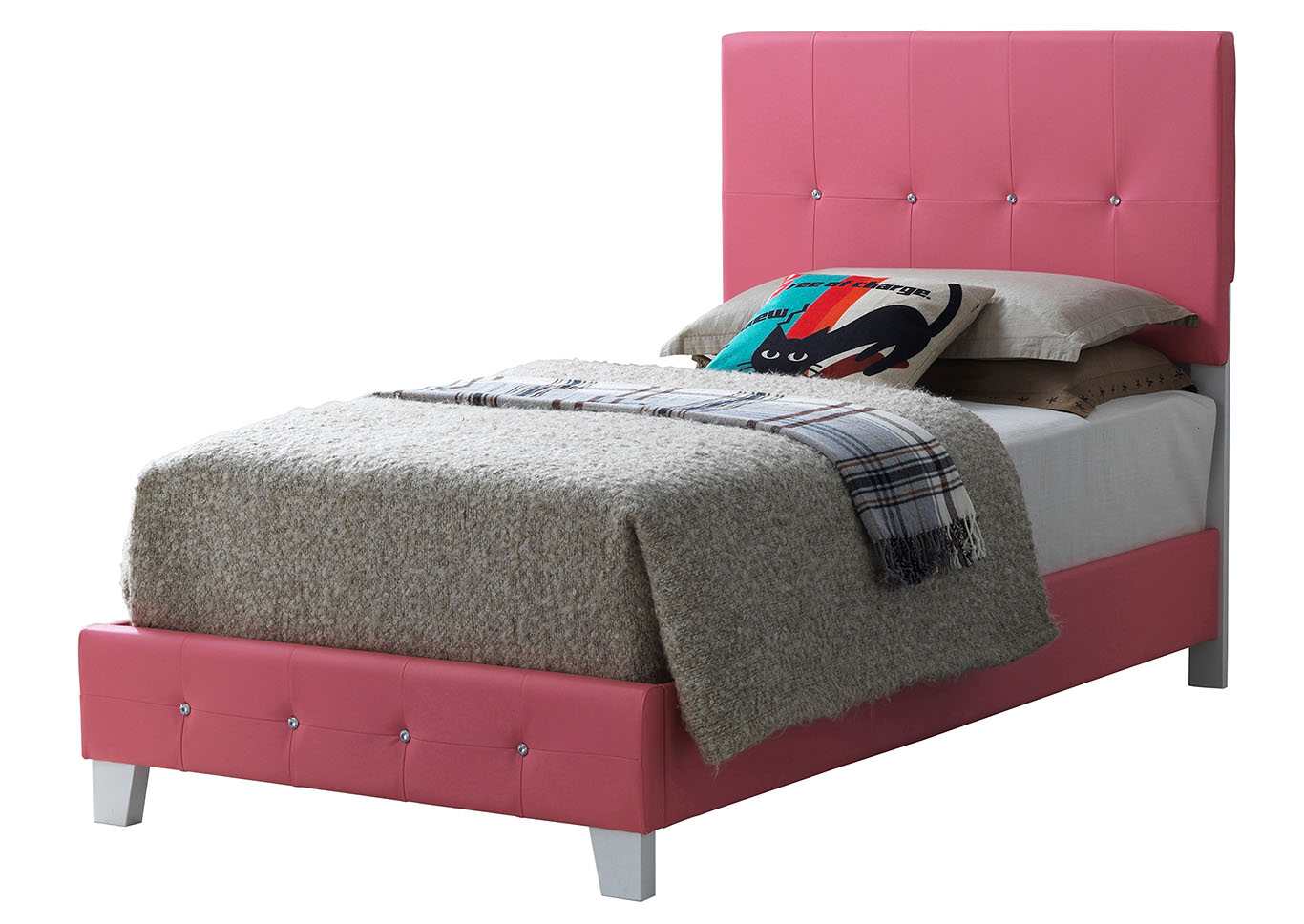 Pink Twin Upholstered Platform Bed The, Pink Twin Platform Bed