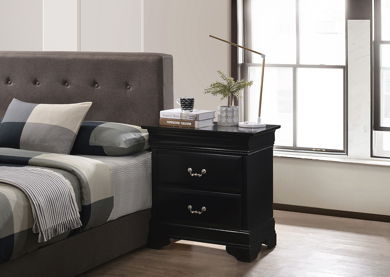 Carla Black Nightstand,Glory Furniture