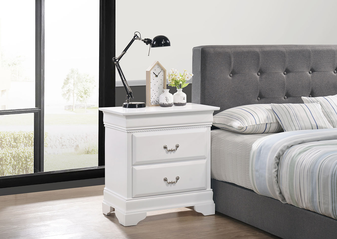 Carla White Nightstand,Glory Furniture