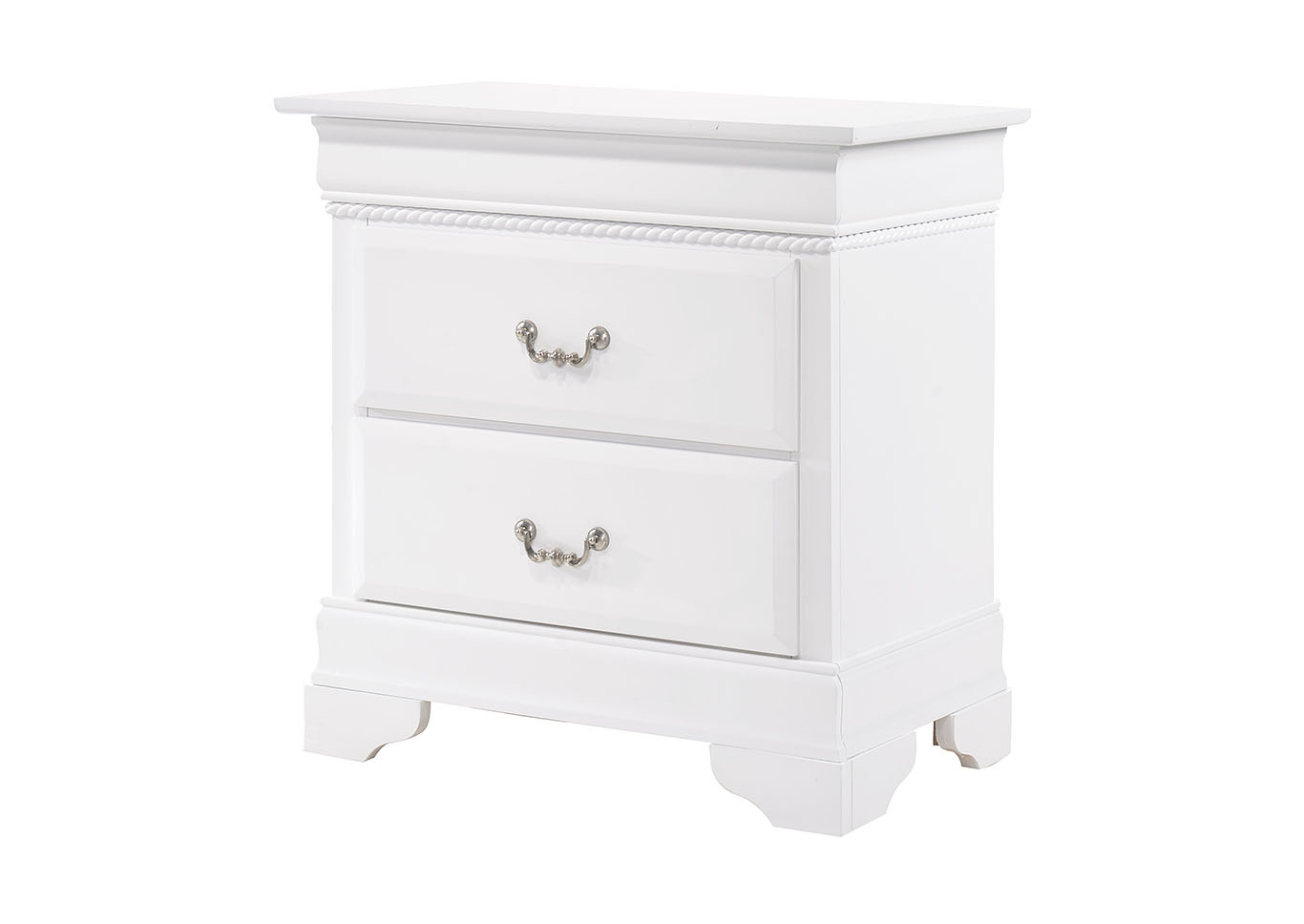 Carla White Nightstand,Glory Furniture