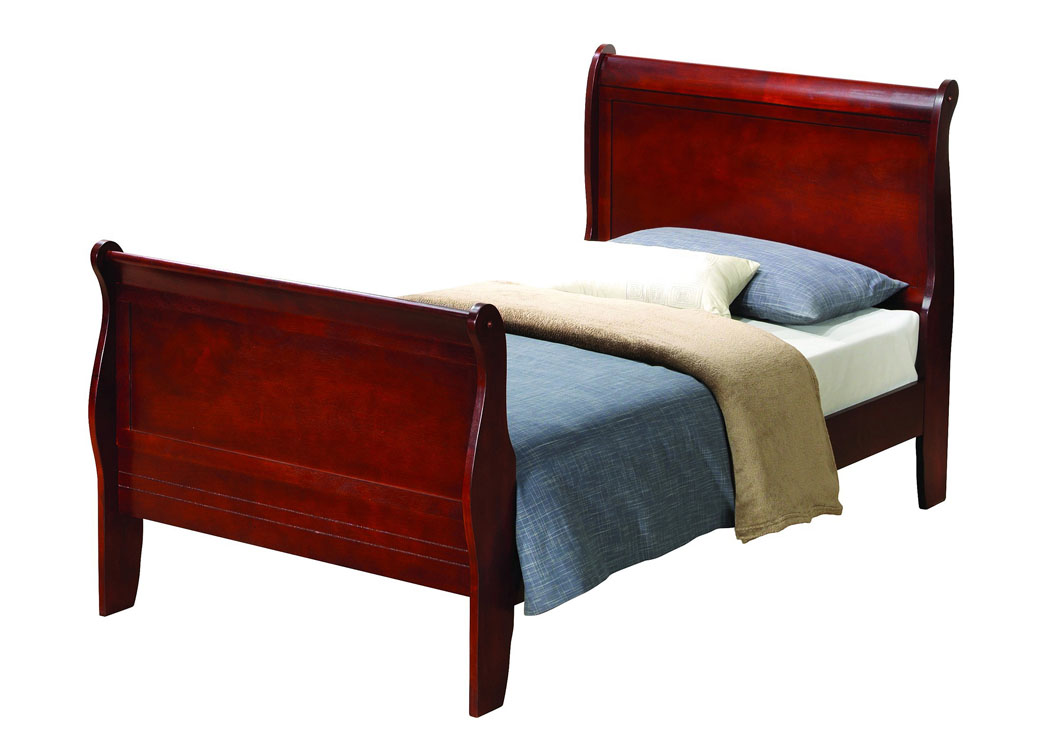 Cherry Twin Sleigh Bed,Glory Furniture
