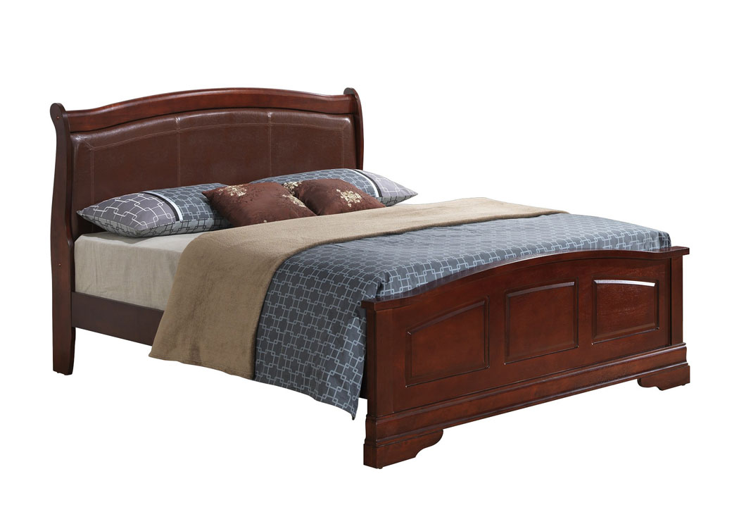 Cherry Queen Low Profile Upholstered Bed,Glory Furniture