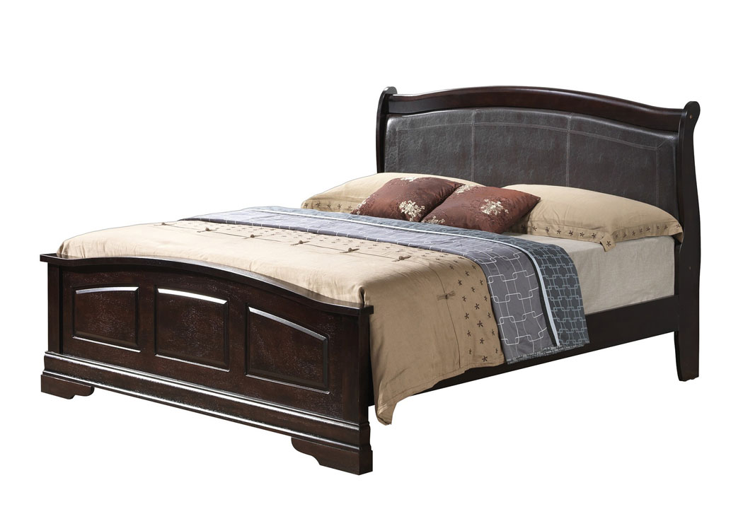 Cappuccino King Low Profile Upholstered Bed,Glory Furniture