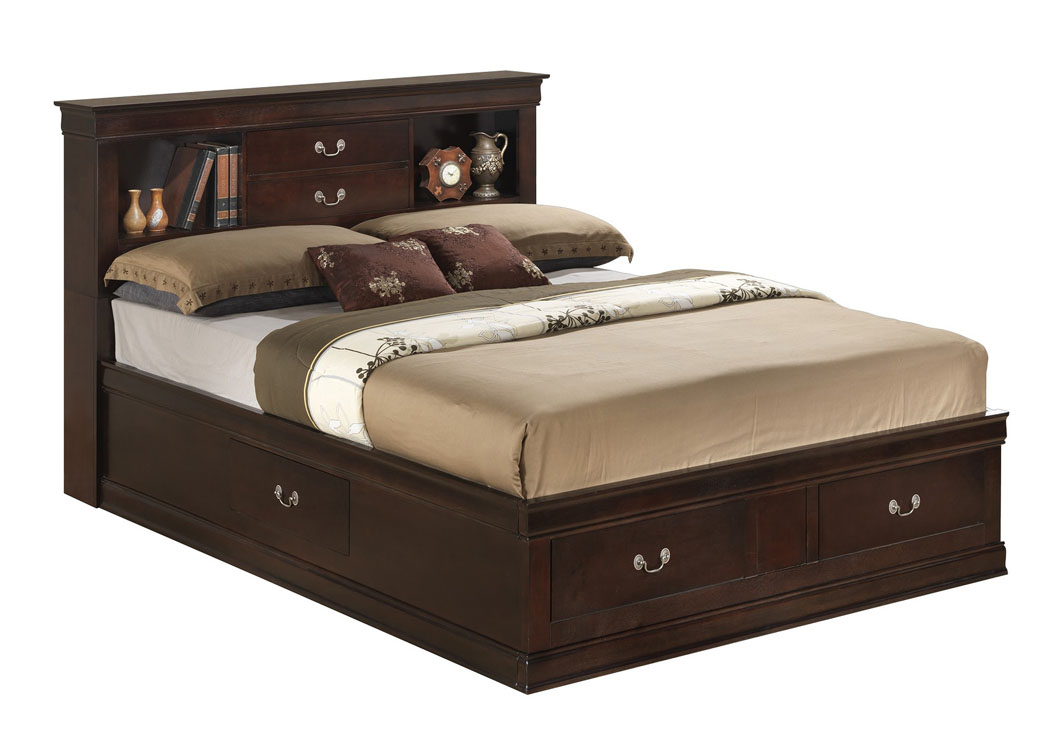 Cappuccino King Storage Bookcase Bed,Glory Furniture