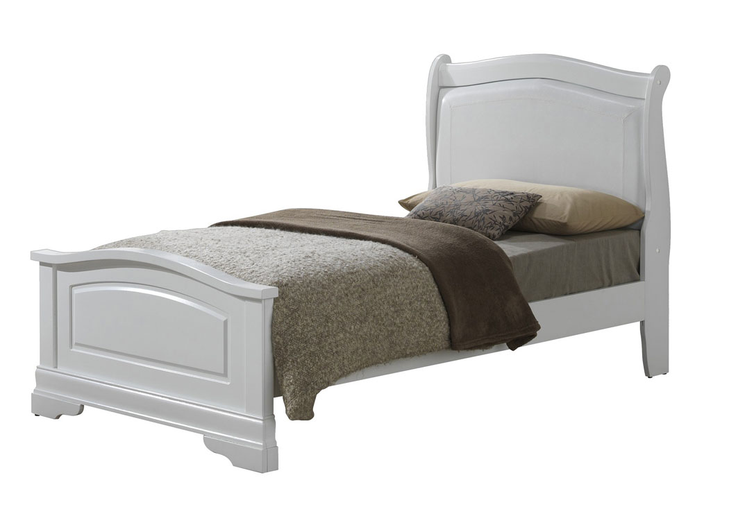 White Twin Low Profile Upholstered Bed,Glory Furniture