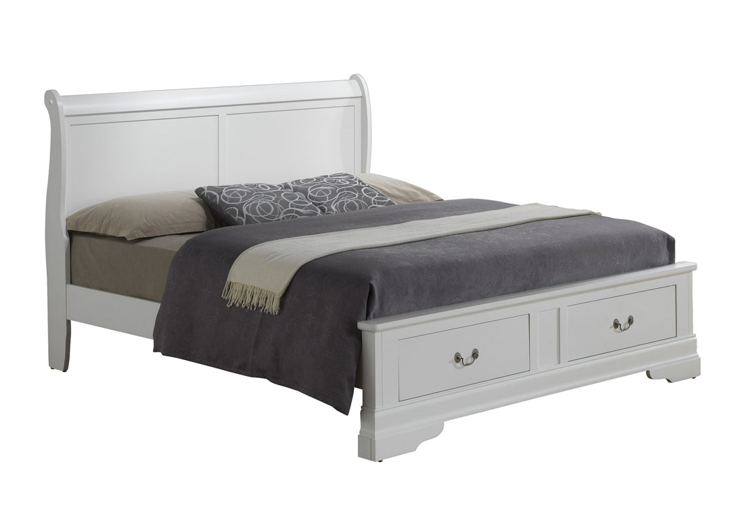 White Queen Low Profile Storage Bed,Glory Furniture
