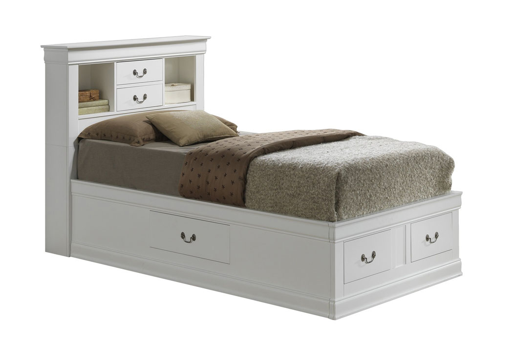 White Twin Storage Bookcase Bed,Glory Furniture
