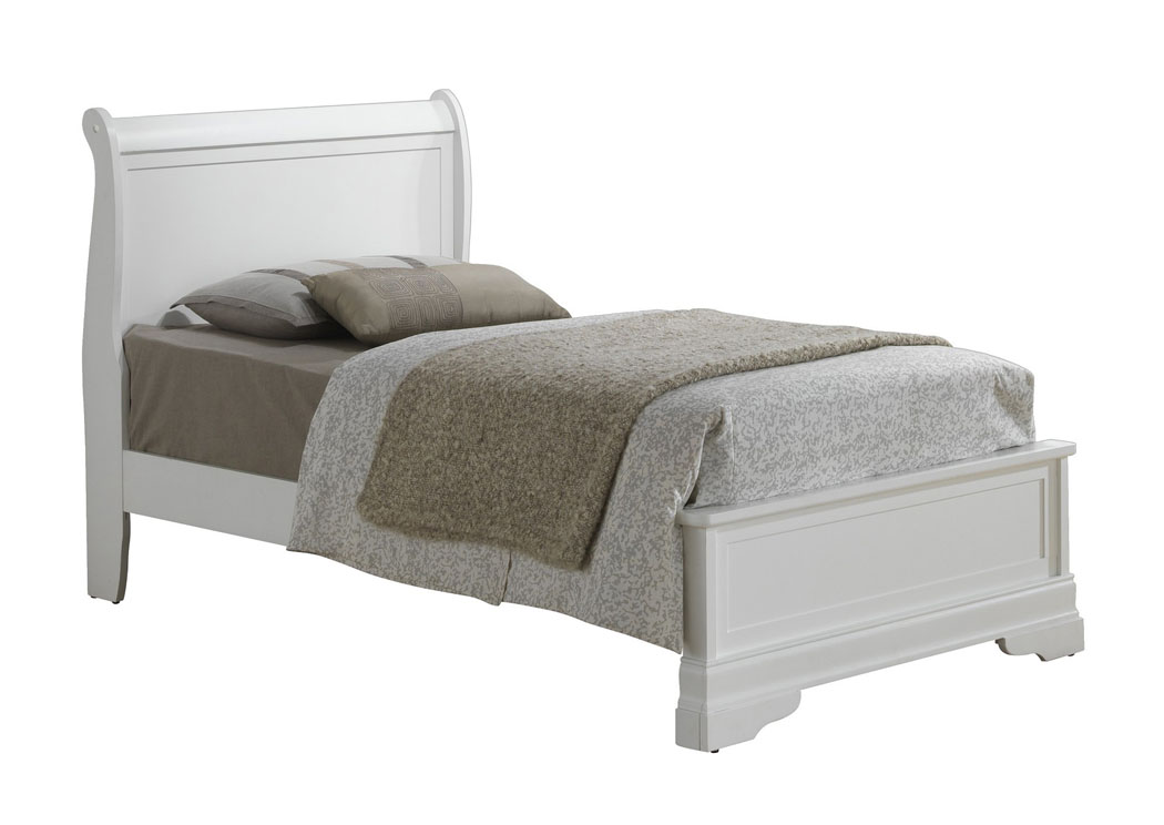 White Twin Low Profile Bed,Glory Furniture
