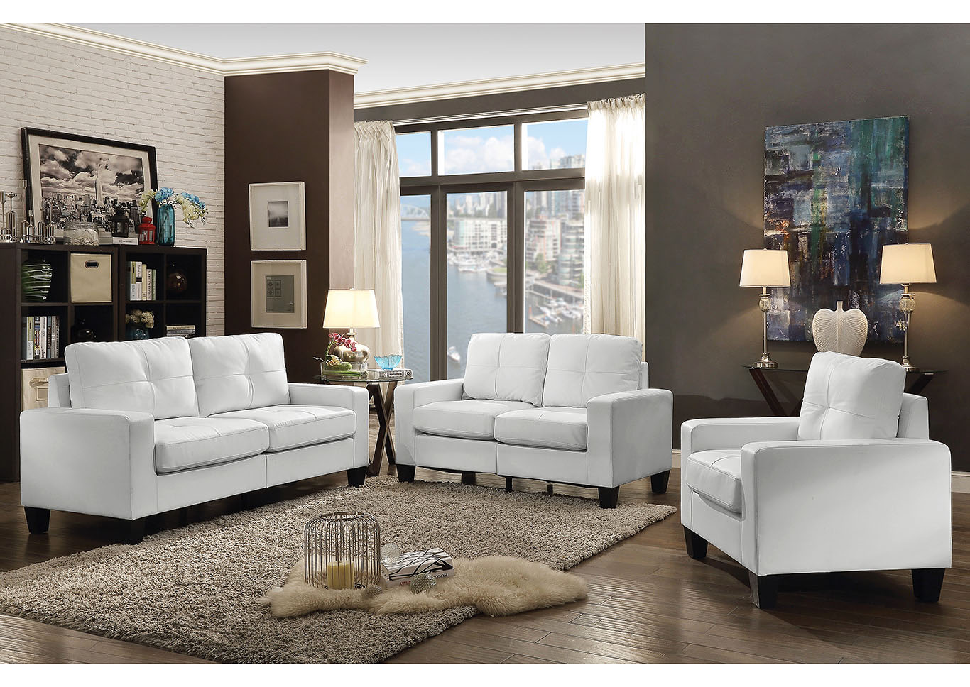 White Newbury Modular Sofa and Loveseat,Glory Furniture