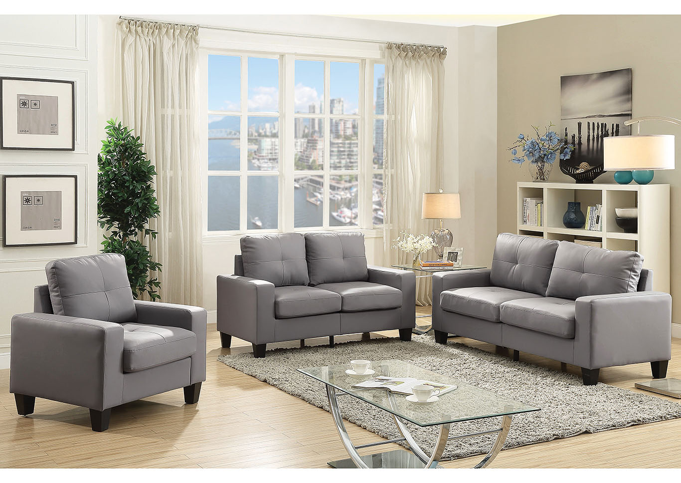 Gray Newbury Modular Sofa and Loveseat,Glory Furniture