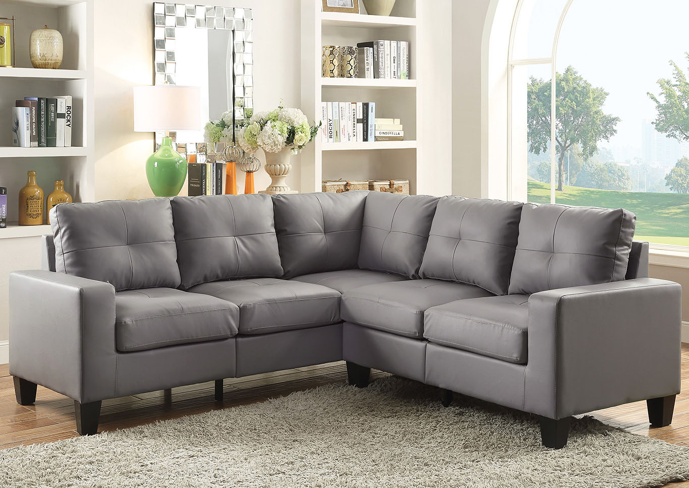 Gray Faux Leather Sectional,Glory Furniture