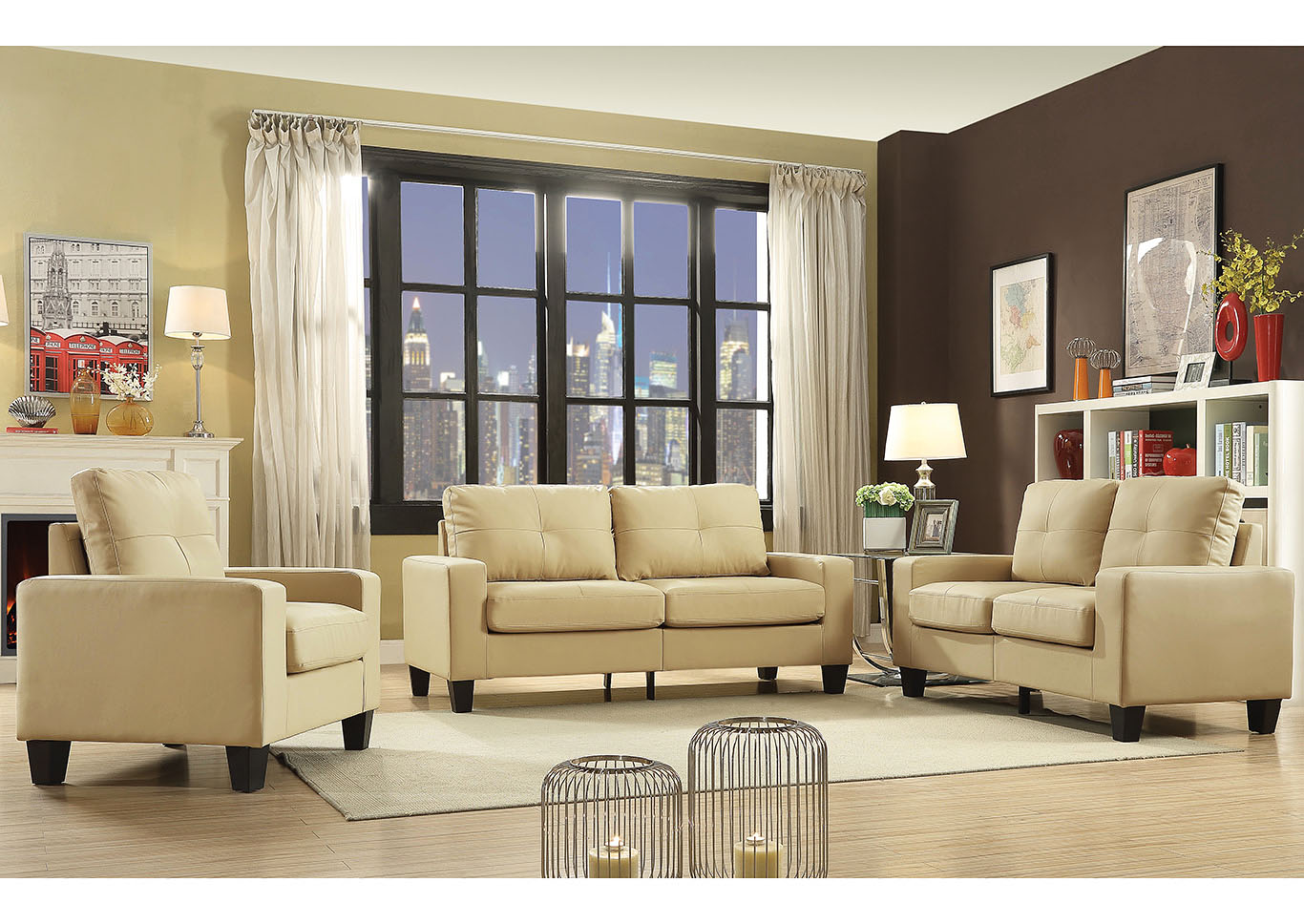 Beige Newbury Modular Sofa and Loveseat,Glory Furniture