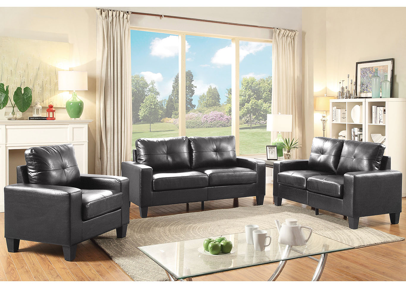 Black Newbury Modular Sofa and Loveseat,Glory Furniture