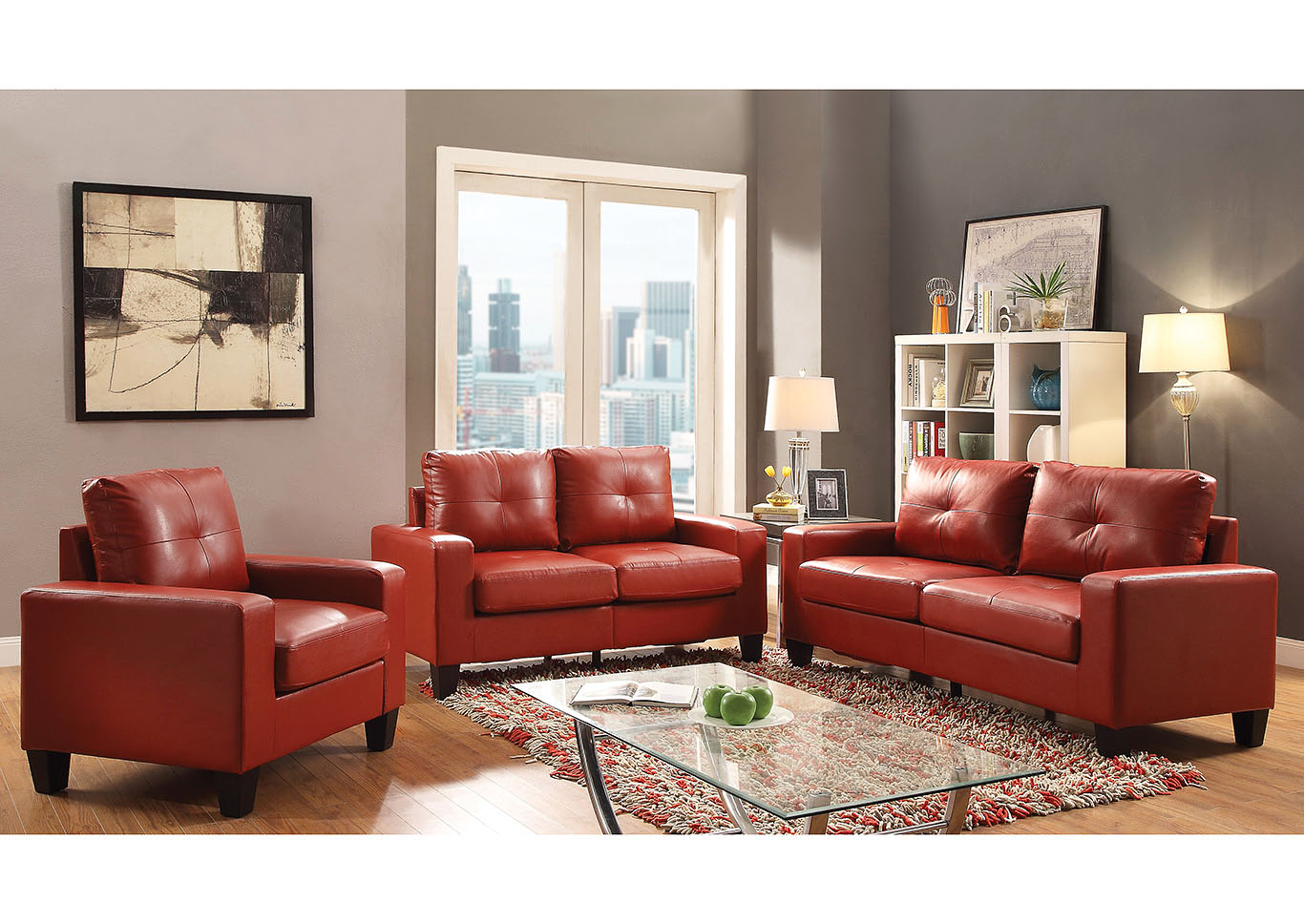 Red Newbury Modular Sofa and Loveseat,Glory Furniture