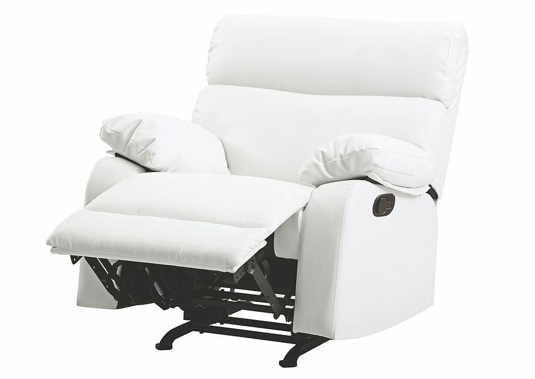 Clarke White Faux Leather Rocker Recliner,Glory Furniture