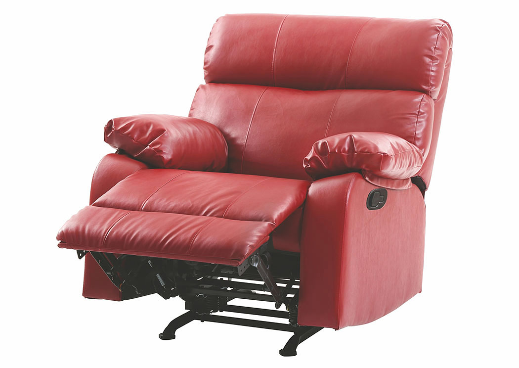 Clarke Red Faux Leather Rocker Recliner,Glory Furniture