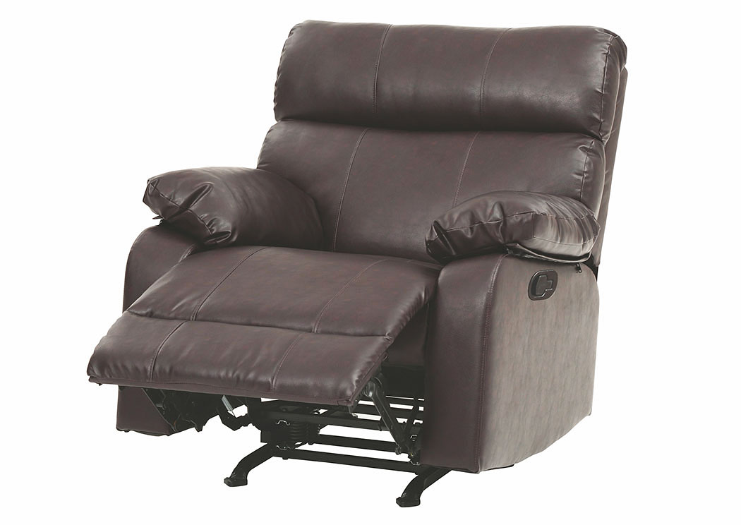 Clarke Brown Faux Leather Rocker Recliner,Glory Furniture