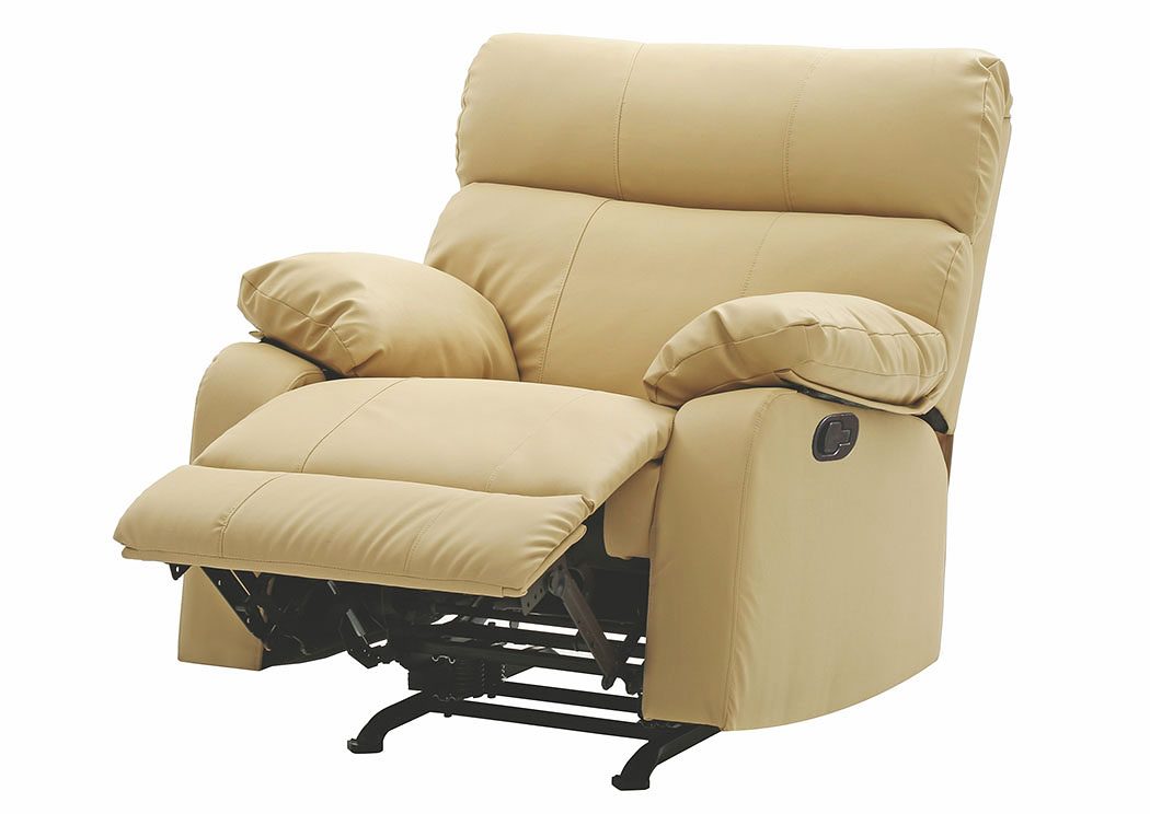 Clarke Beige Faux Leather Rocker Recliner,Glory Furniture