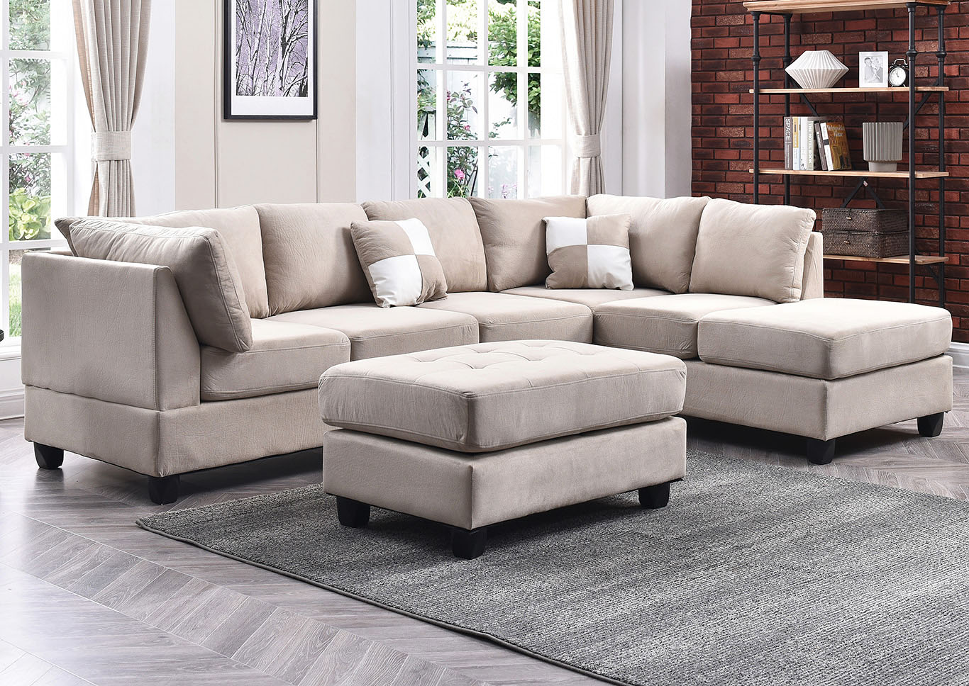 Beige Suede Sectional,Glory Furniture