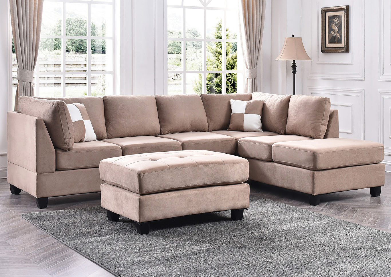 Mocha Suede Sectional,Glory Furniture