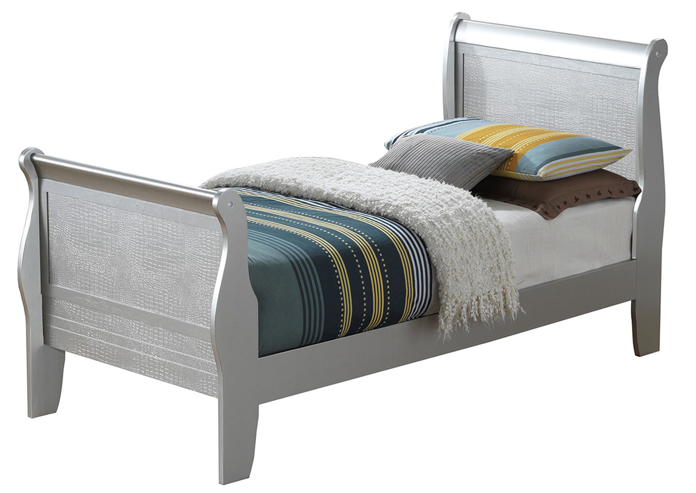 Silver Champagne Twin Sleigh Bed,Glory Furniture