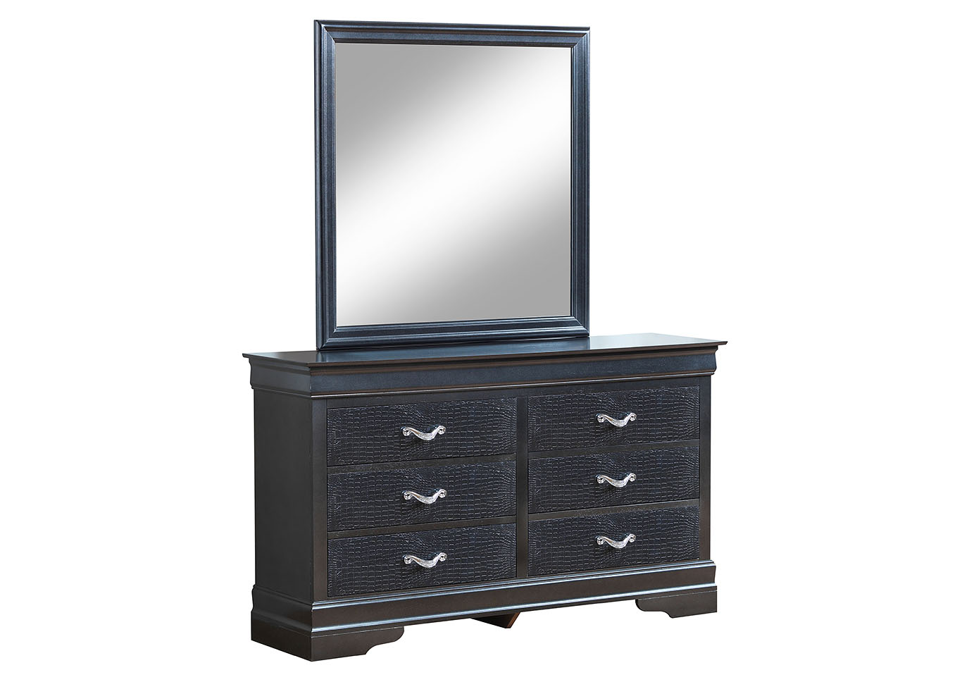Charcoal Rectangular Dresser w/Mirror,Glory Furniture