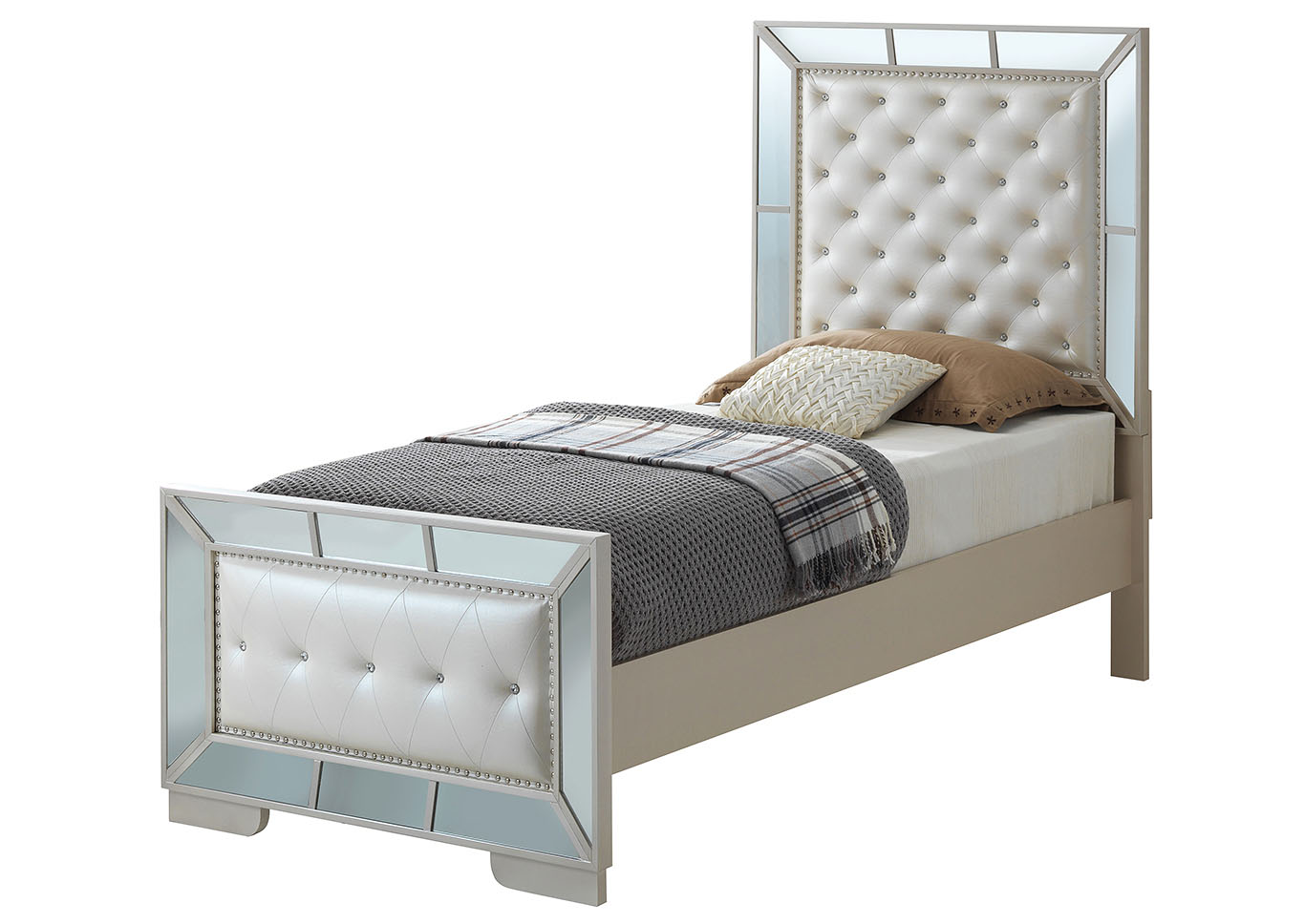 Pearl Mirror Tile Frame Twin Bed,Glory Furniture