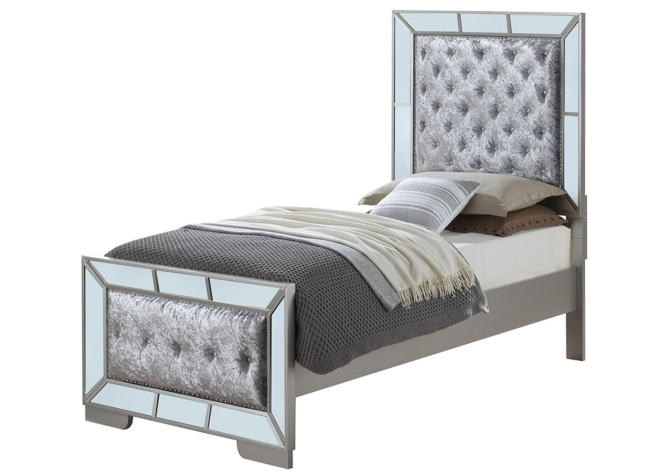 Gray Mirror Tile Framed Twin Bed,Glory Furniture