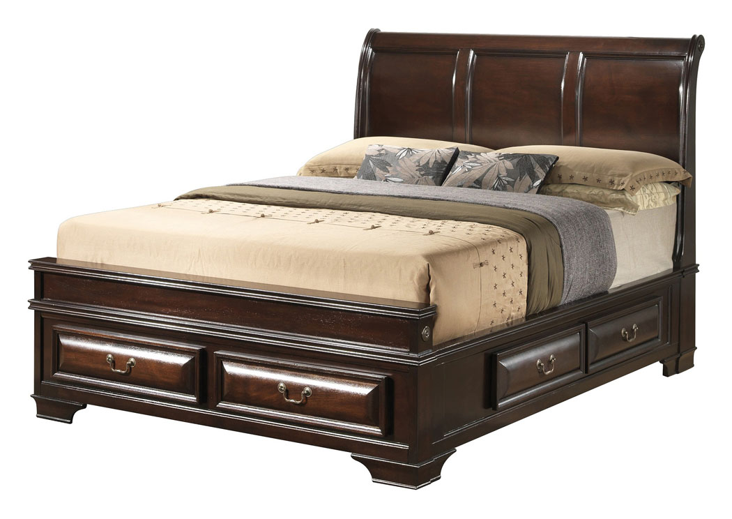 Six Drawer Cappuccino Queen Upholstered Storage Bed,Glory Furniture