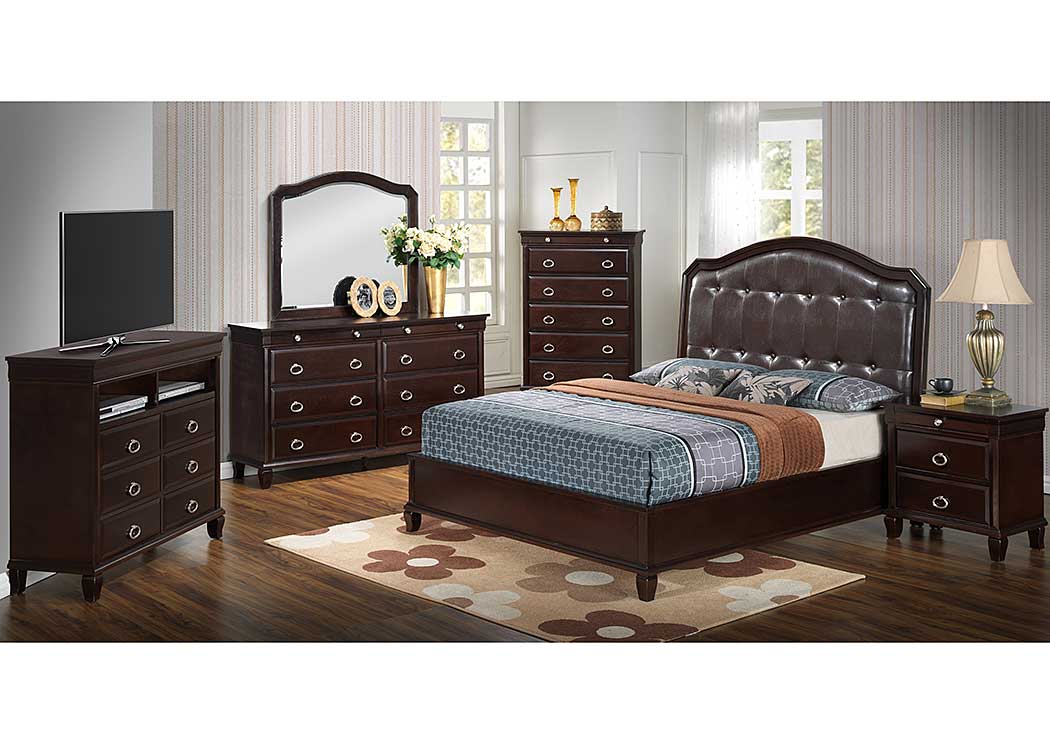 Cappuccino Queen Bed, Dresser & Mirror,Glory Furniture