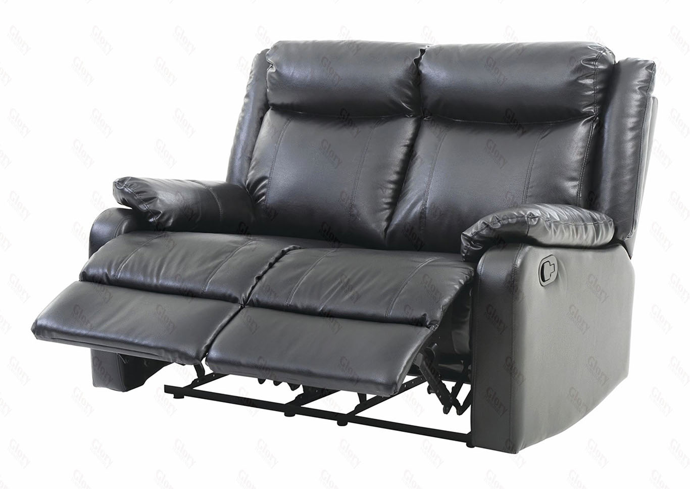 Black Faux Leather Double Reclining Loveseat,Glory Furniture