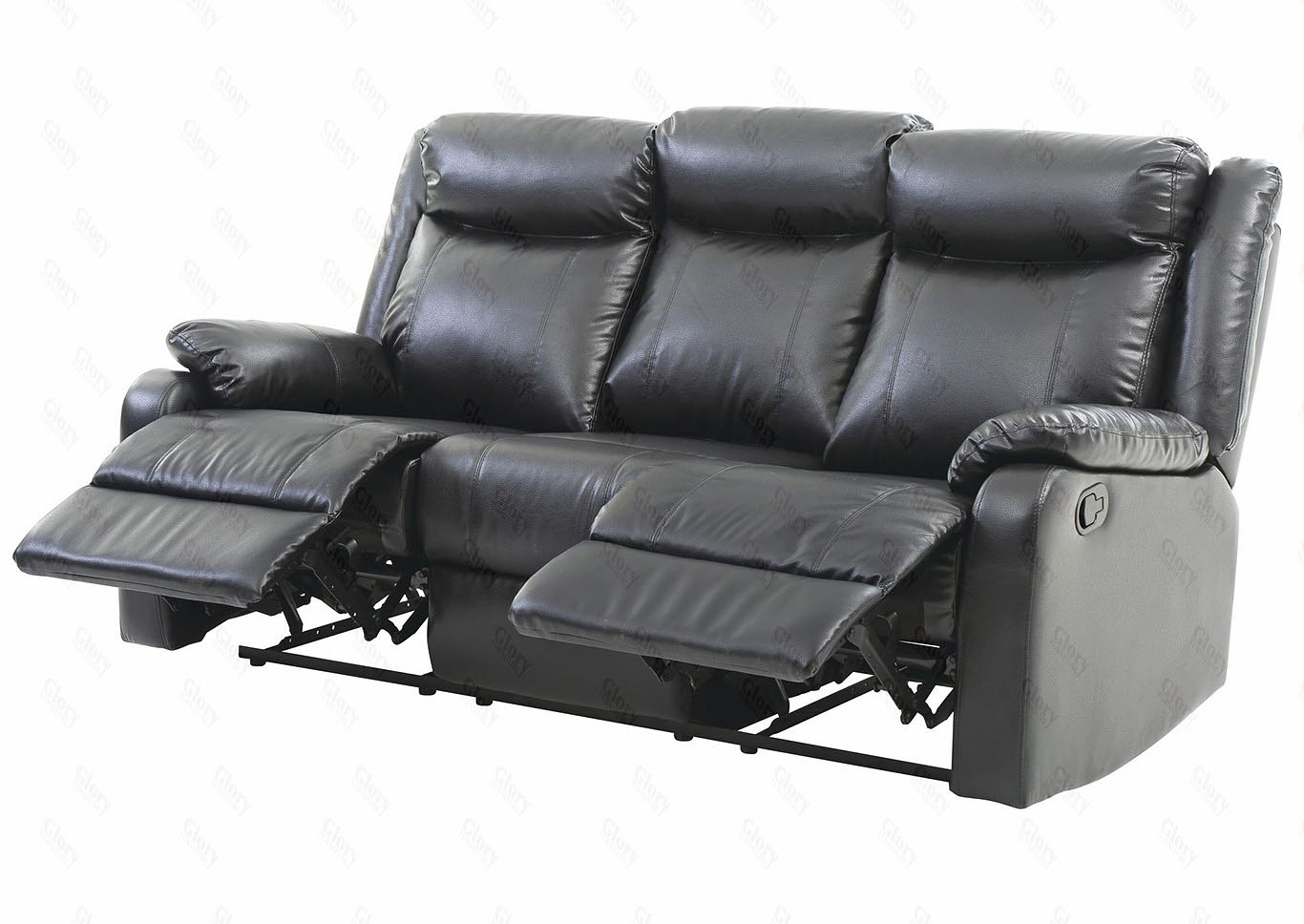 Black Faux Leather Double Reclining Sofa,Glory Furniture