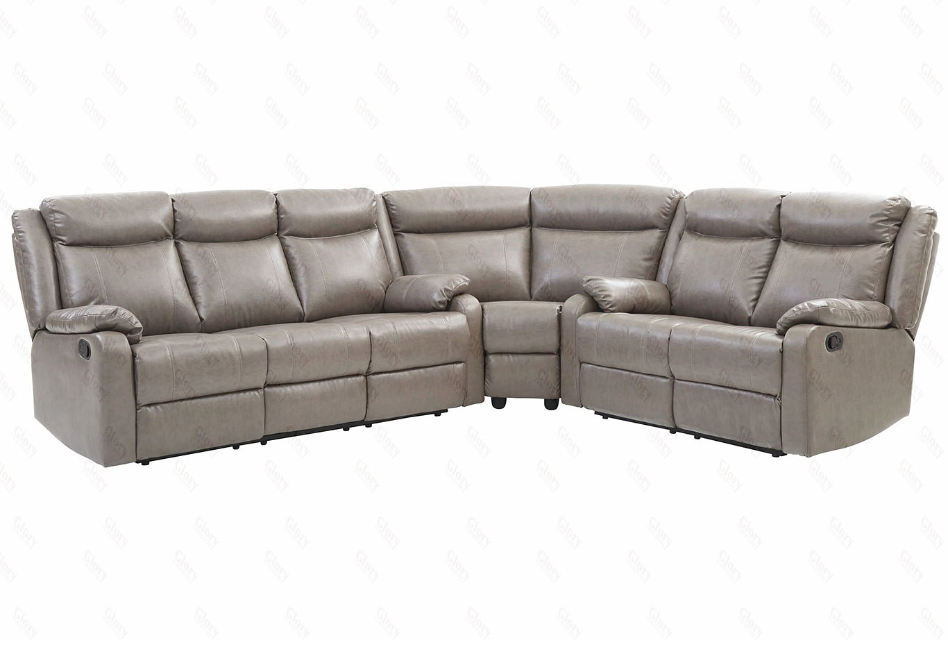 Gray Faux Leather Double Reclining Sectional,Glory Furniture