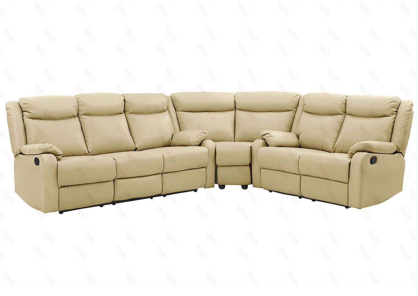 Putty Faux Leather Double Reclining Sectional,Glory Furniture