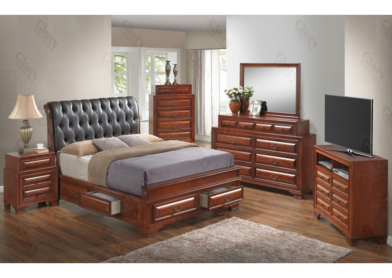 Cherry Media Chest,Glory Furniture