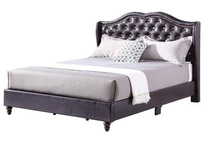 Cappuccino Faux Leather Upholstered King Bed