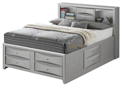 Gray 6 Drawer Queen Storage Bed