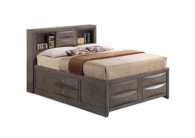 Image for Gray King Storage Bookcase Bed