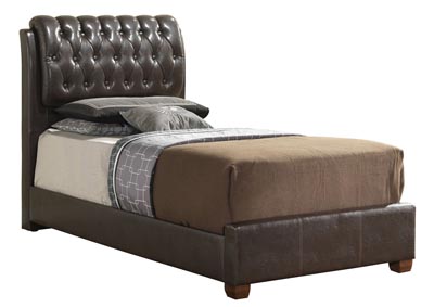 Cherry Twin Upholstered Bed